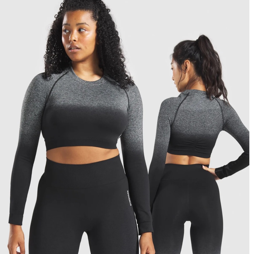 GYMSHARK ADAPT OMBRE SEAMLESS LONG SLEEVE CROP TOP